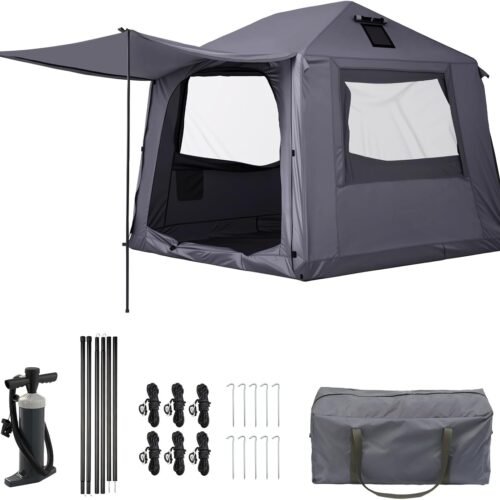 Inflatable Camping Tent with Electric Air Pump Oxford Auto Inflation Multi Person
